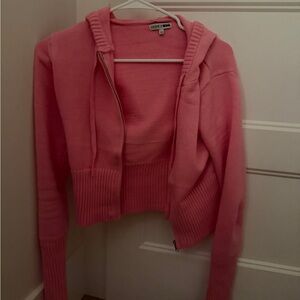 Fashion Nova Pink Hooded Cardigan